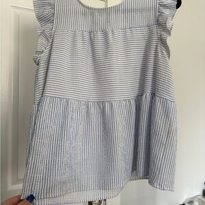 Striped Blue and White Women's Blouse